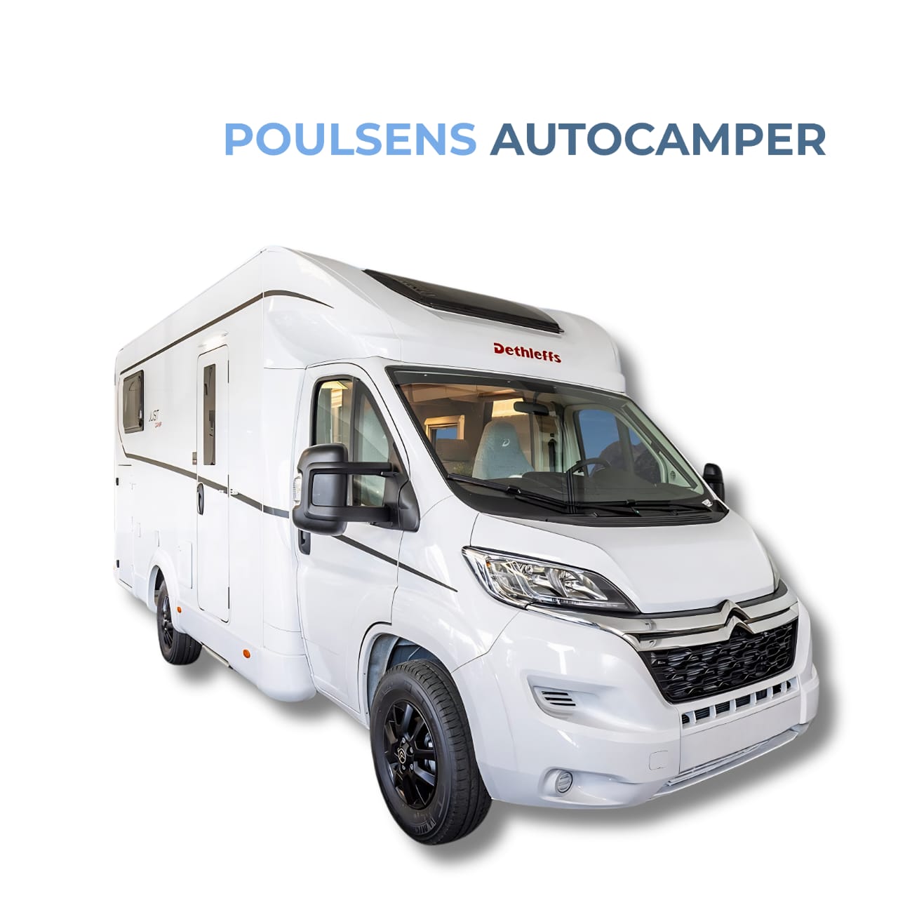 Vue extérieure avant du camping-car semi-intégré Dethleffs JUST CAMP T 6812 EB 2024 avec design moderne et jantes alliage