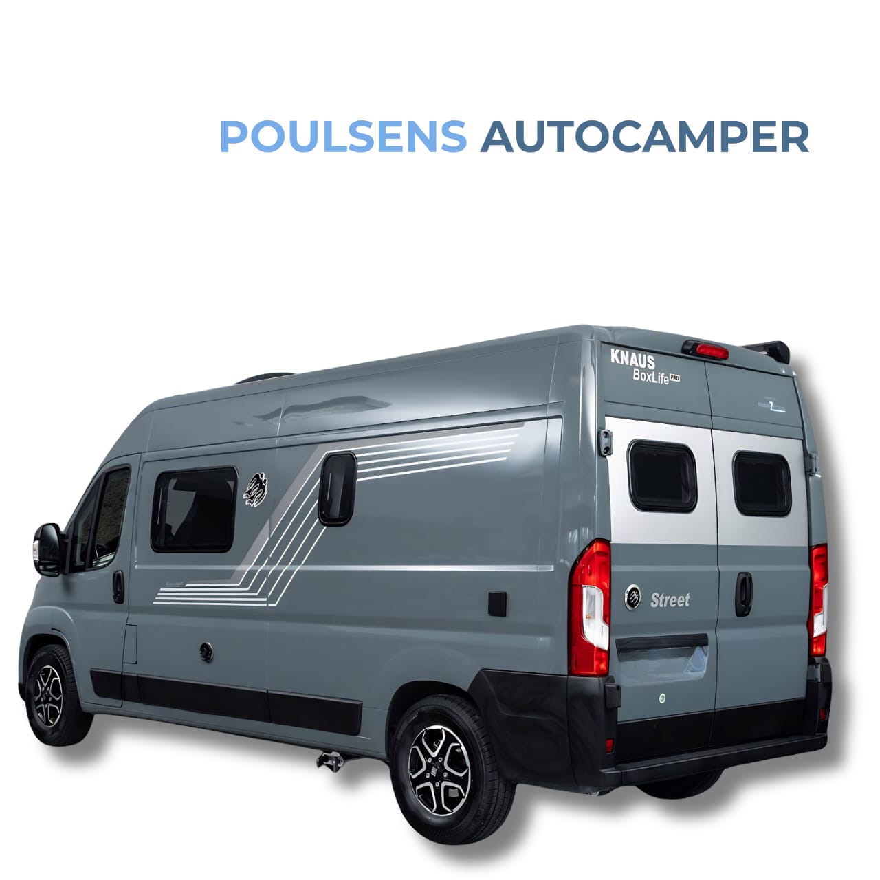 Vue extérieure arrière du camping-car urbain Knaus BOXLIFE PRO 600 STREET 2025 avec design moderne et jantes alliage