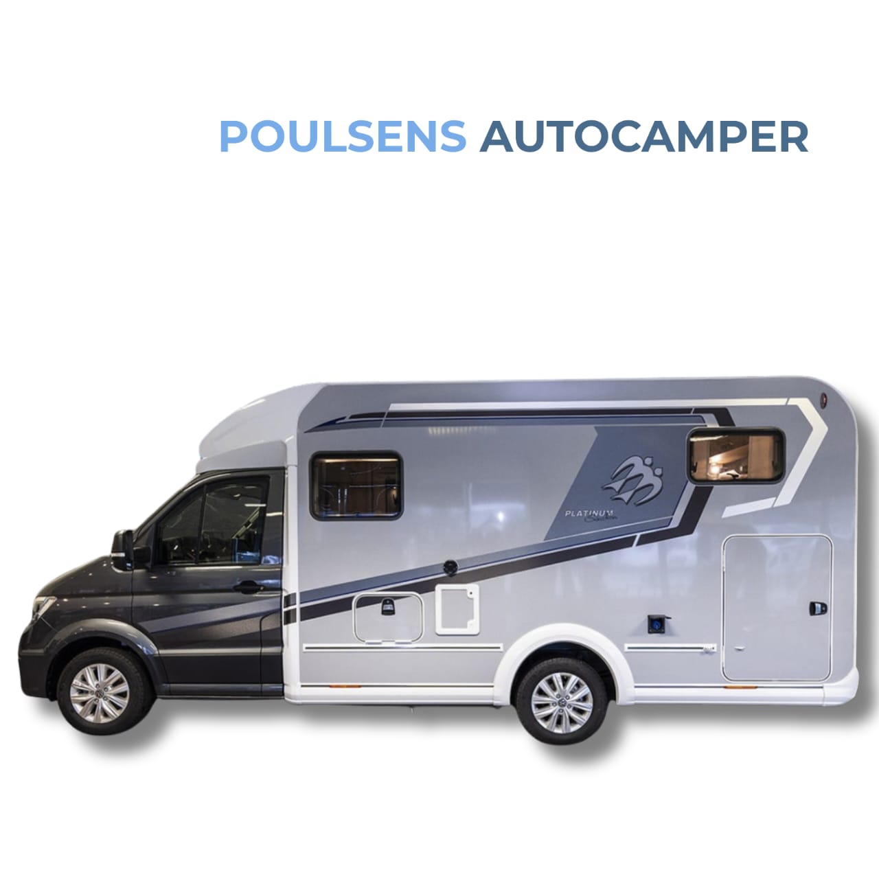 Vue extérieure de côté du camping-car semi-intégré Knaus VAN TI PLUS 650 MEG Platinum Selection 2026 avec design moderne et jantes VW Lismore